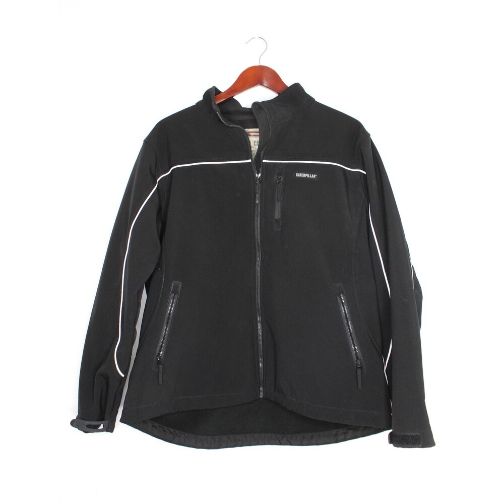 CAT Caterpillar Mens Jacket XL Black Soft Shell Apparel Accessories Fleece Lined